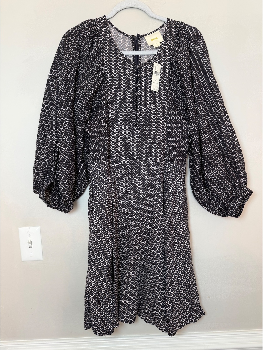 Anthropologie Maeve Nilaya Dress Balloon Sleeve. Black & White. Size Medium